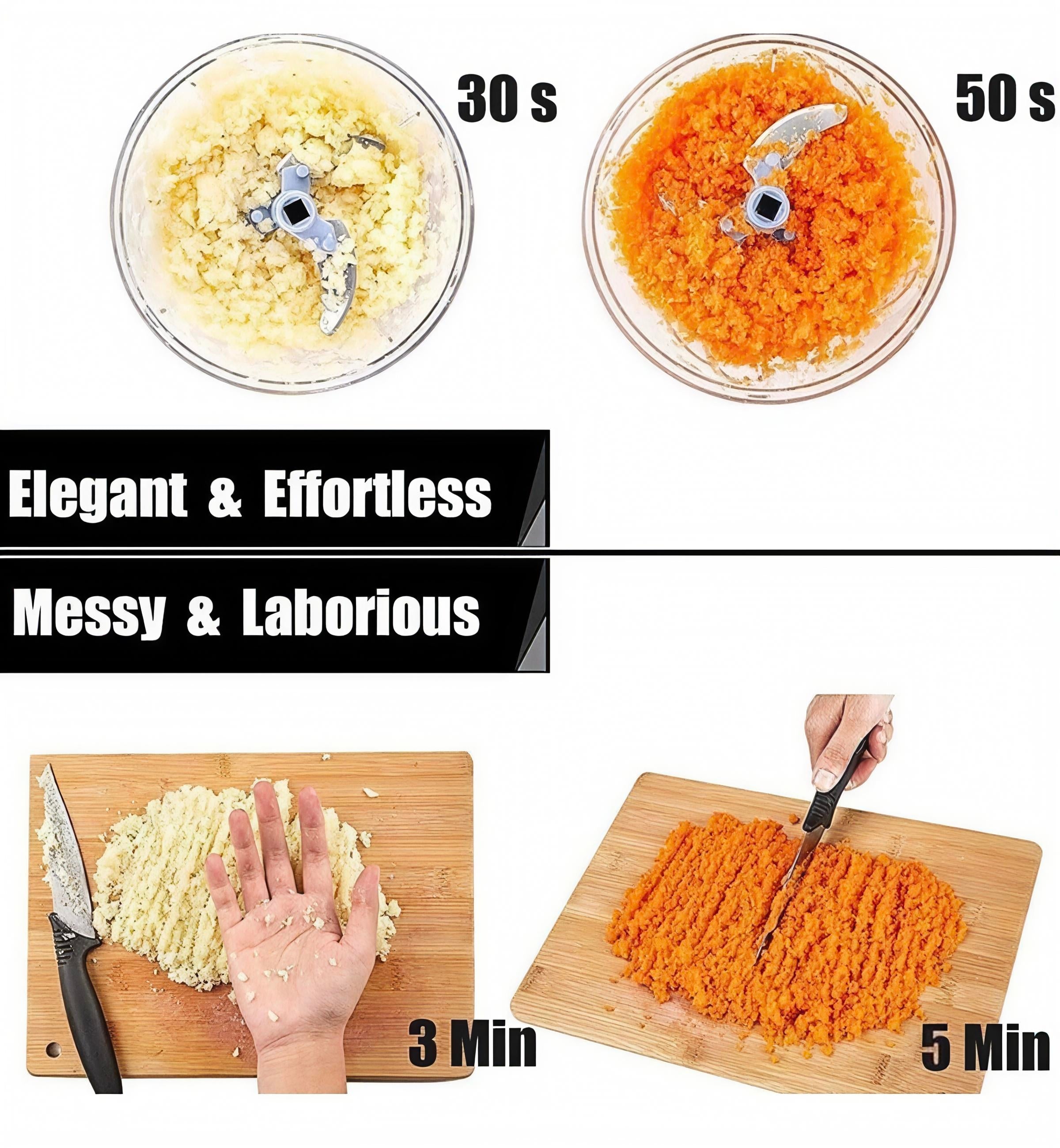 Manual Push Chopper with 6 Stainless Steel Blades