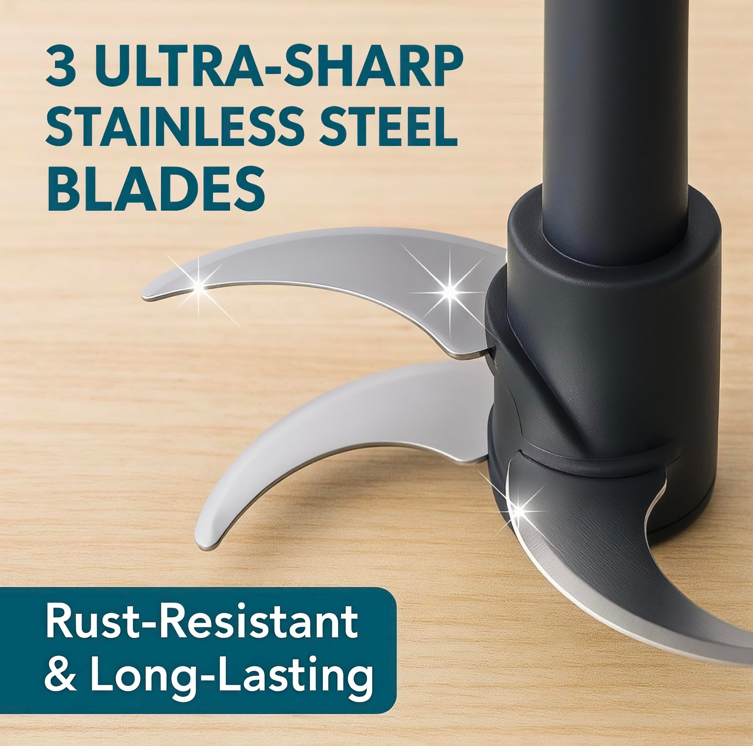 Manual Push Chopper with 6 Stainless Steel Blades