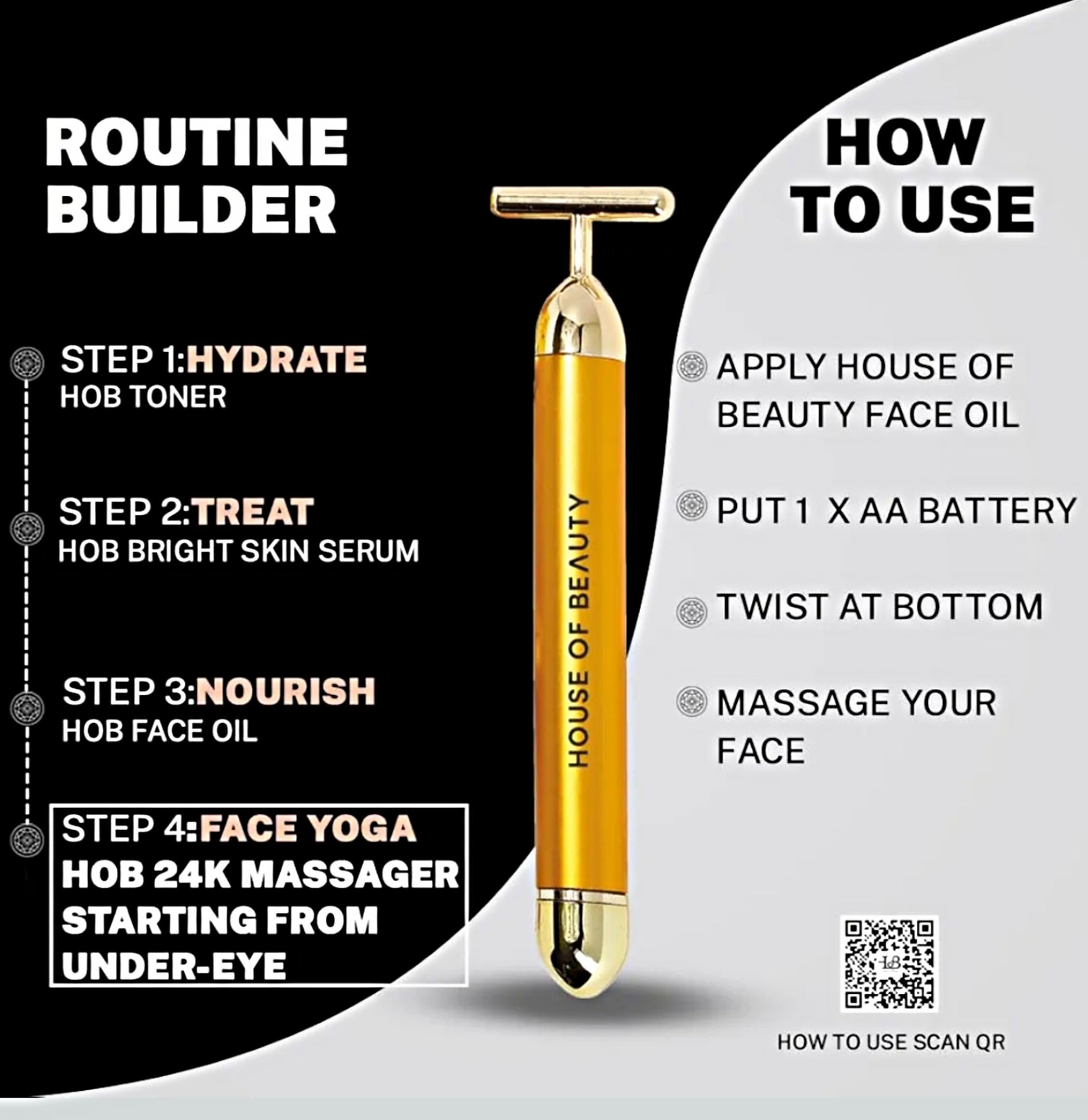 BEAUTY 24K Face Massager, Gold Facial Massager for Skin