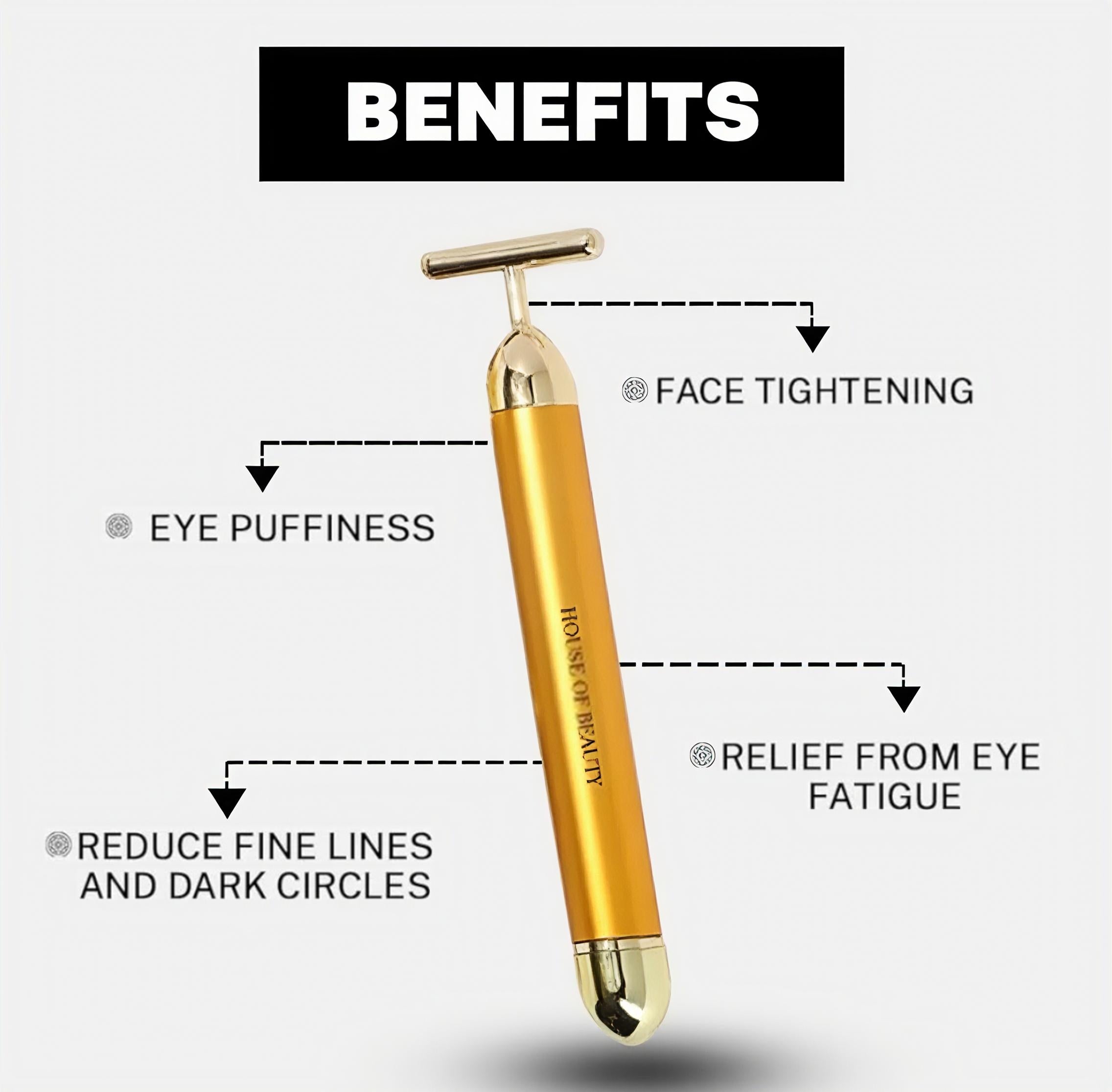 BEAUTY 24K Face Massager, Gold Facial Massager for Skin