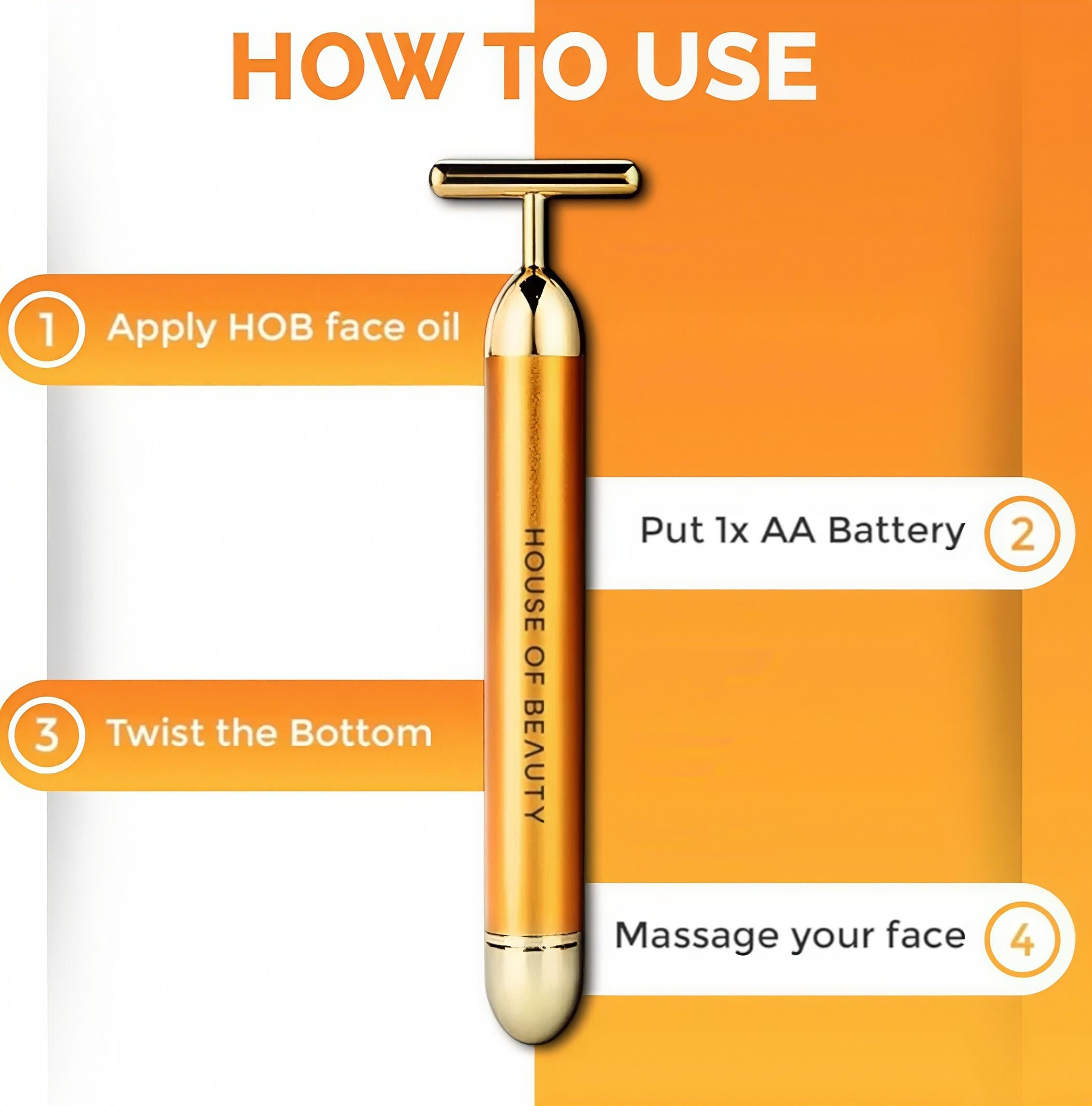 BEAUTY 24K Face Massager, Gold Facial Massager for Skin